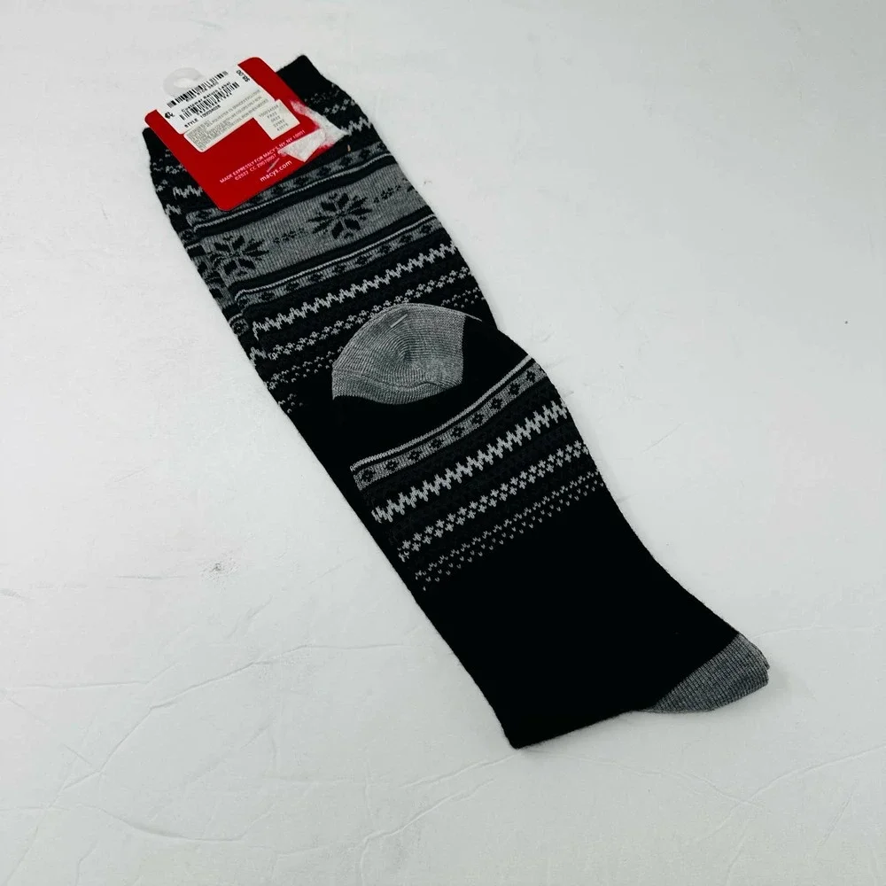 New Charter Club Womans Holiday Fair Isle Socks Sz 9-11 Black NWT‎